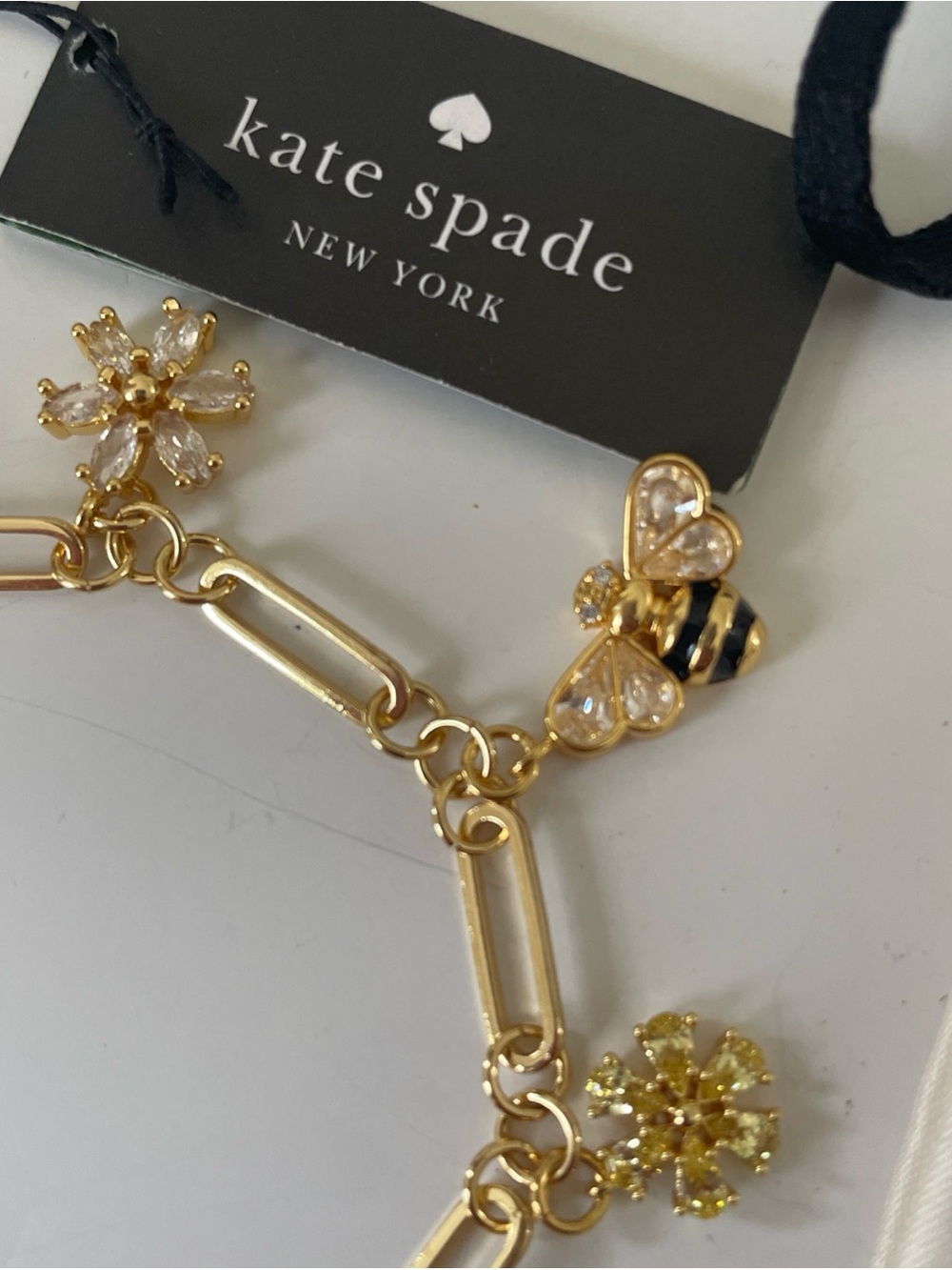 kate spade Gold Bee & Floral Charm Link Bracelet - Picture 3 of 6